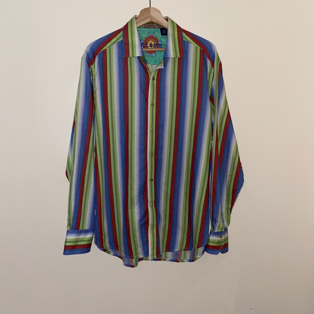 Robert Graham multi stripe Long-sleeve button down size L red blue green